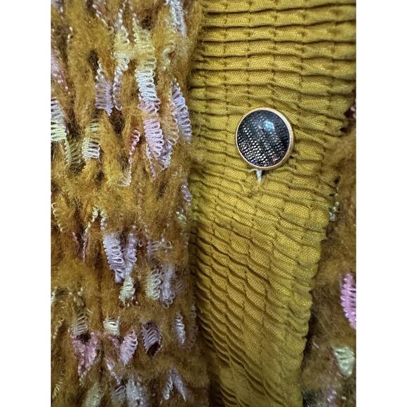 VINTAGE 80S ADOLFO SPORT MOHAIR RIBBION RAINBOW OVERSIZE CARDIGAN JACKET SZ M - Picture 4 of 6